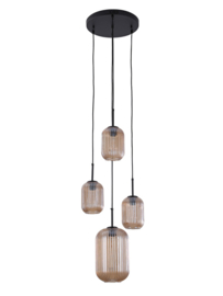 Light trend  hanglamp Lera, 4-lichts met amberglas