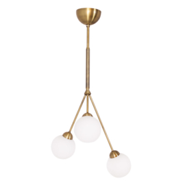 By Rydéns hanglamp 3-Some, mat messing met wit glas incl. licht bron