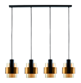 Freelight hanglamp C hiasso 4-lichts balk zwart-bronsgoud