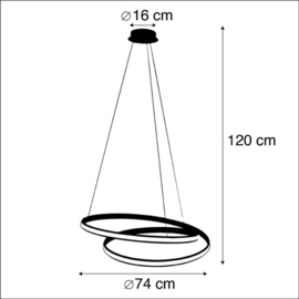 Qazqa hanglamp Rowan led, wit incl. switch dimmer 74 cm