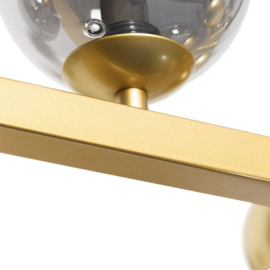 Qazqa hanglamp David, 8-lichts goud met smoke glas