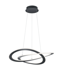 Trio lighting hanglamp Oakland led, mat zwart met switch dimmer