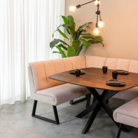 Label 51 Eettafel Blake, espresso mangohout | zwart metaal 130 cm
