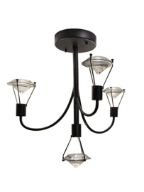 Light trend plafondlamp Diamond, 4-lichts plated steel+Crystal glas