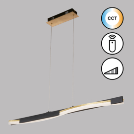 Fischer&honsel hanglamp Bridge led, zwart-goud incl. afstandsbediening