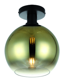 Plafondlamp Dentro, 1-lichts zwart met goud glas