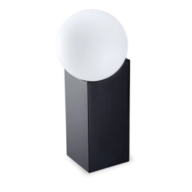 Pujol Lighting tafellamp Cub, zwart met mat glas 23,5 cm