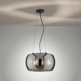 Fischer&honsel hanglamp Dima, zwart-rookglas