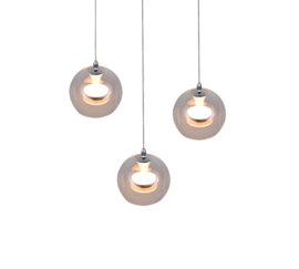 Trio lighting hanglamp Flynt led, 3-lichts transparant glas