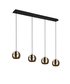 Trio lighting hanglamp Fletcher,  4-lichts mat zwart - mat messing