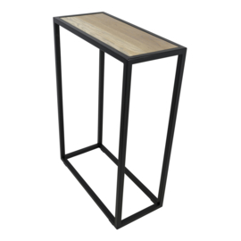 Sidetable Diva, zwart met massief eikenhout