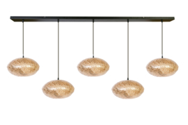 WF Light hanglamp Apollo, 5-lichts amber met balk 150 cm zwart