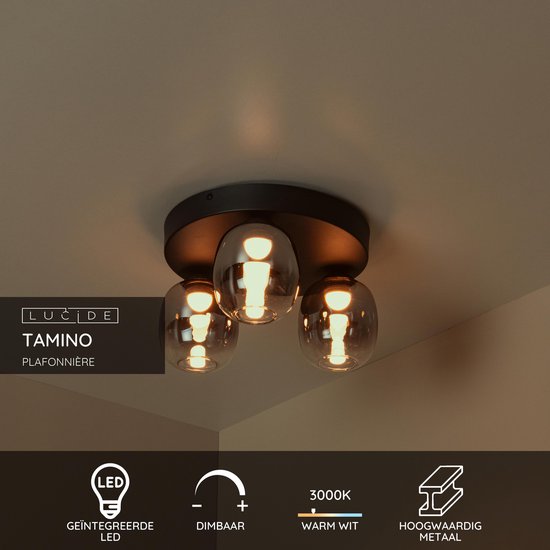 Lucide plafondlamp Taminoo led, 3-lichts zwart