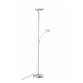 Pujol Lighting vloerlamp Pies led, 2-lichts mat nikkel