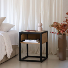 Spinder design DIVA ONE-NIGHTSTAND nachtkastje, naturel zwart