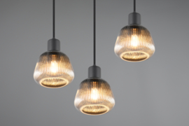 Trio lighting hanglamp Tafira, 3-lichts zwart rond