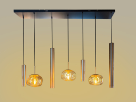 Light trend hanglamp Wolk, 3+4-lichts amberglas