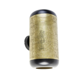 Qazqa wandlamp Kayleigh, 2-lichts zwart met messing