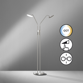 Fischer & Honsel vloerlamp Tallri led, 2-delig geborsteld staal