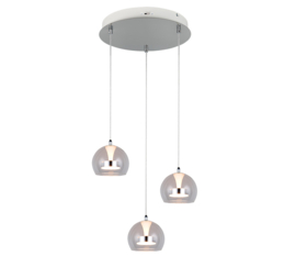 Trio lighting hanglamp Flynt led, 3-lichts transparant glas