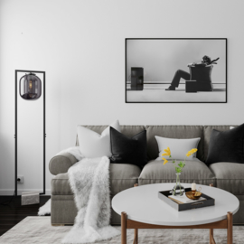 By Rydéns vloerlamp Dixton, zwart met smoke glas incl. led bron