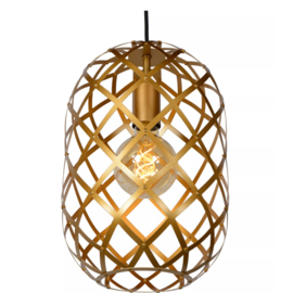 Lucide hanglamp Wolfram,  3-lichts mat goud/messing met plafondbalk