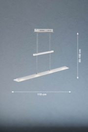 Fischer&honsel hanglamp Tenso TW led, nikkel incl. pushdimmer 115 cm