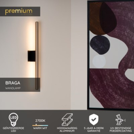 Lucide BRAGA - Wandlamp Binnen/Buiten - LED - 1x10W 2700K - IP54 - Koffie