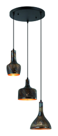 Freelight hanglamp Fuoco , 3-lichts rond bruin gevlamd