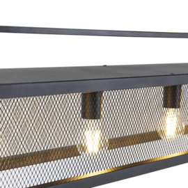 Qazqa hanglamp Cage rack, zwart met gaas