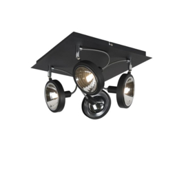 Qazqa plafondspot  Nox led, 4-lichts zwart incl. licht bron