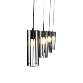 Qazqa hanglamp Balenco Wazo, 4-lichts zwart