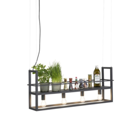 Qazqa hanglamp Cage rack, 4-lichts zwart met gaas