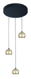 Hanglamp Bilia led, 3-lichts goud rond