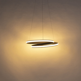Qazqa hanglamp Rowan led, zwart incl. switch dimmer 55 cm