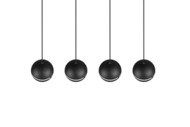 Trio lighting hanglamp Fletcher,  4-lichts mat zwart