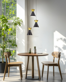 Helestra  hanglamp Luk led, zwart - goud-aluminium + satijn acrylglas