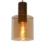 Lucide hanglamp Toledo, 3-lichts koper amber glas rond