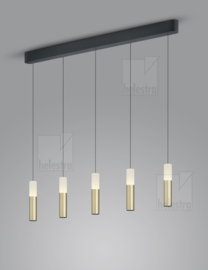 Helestra  hanglamp Lidos led, 5-lichts zwart-koper