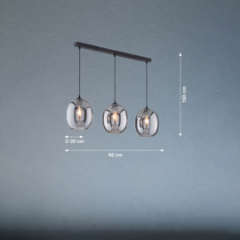 Fischer&honsel hanglamp Nayla, 3-lichts zwart