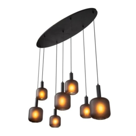 Lucide hanglamp Eloise, 7-lichts met antraciet glas