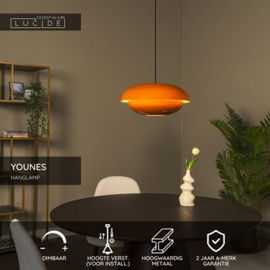 Lucide YOUNES - Hanglamp - Ø 40 cm - 1xE27 - Oranje