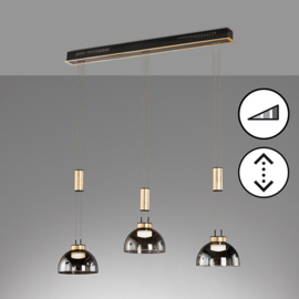 Fischer&honsel hanglamp Avignon led, 3-lichts zwart-goud