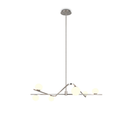 Trio lighting hanglamp Flaming, 6-lichts nikkel-wit glas