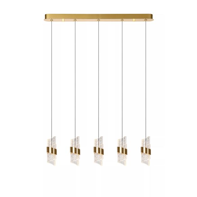Lucide hanglamp Kligande led, 5-lichts mat goud/messing