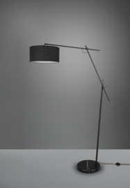 Trio lighting vloerlamp Ponte, zwart met stoffen kap zwart
