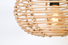 WF Light hanglamp Rimboe, 3-lichts natural met balk 130 cm zwart