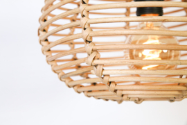 WF Light hanglamp Rimboe, 3-lichts natural met balk 130 cm zwart