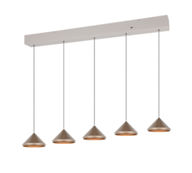 Trio lighting  hanglamp Laguna led, 5-lichts koffie bruin