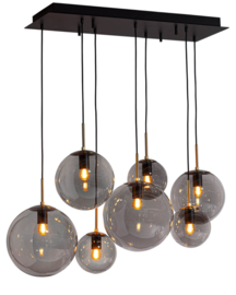By Rydéns hanglamp Laura, 7-lichts met licht grijs glas